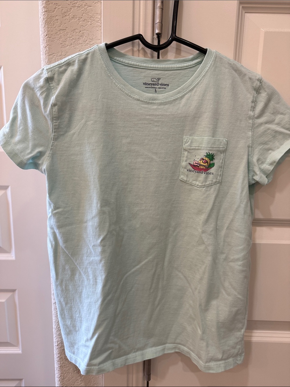 Vineyard Vines Girls' Mint Short Sleeve Tee with Pineapple Pocket